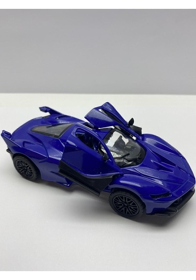 Oyuncak Araba Metal Sesli Işıklı Ferrari Çek Bırak Model Araç 12 Cm Mavi