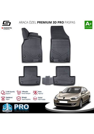 Renault Fluance 3d Pro Havuzlu Paspas 2010-2016 A+ Kalite