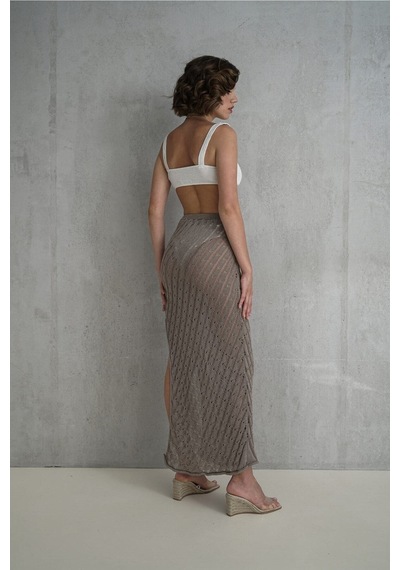 Mai Collection Mai Studios Co. Yolanda İp Detay Vizon Triko Etek Vizon