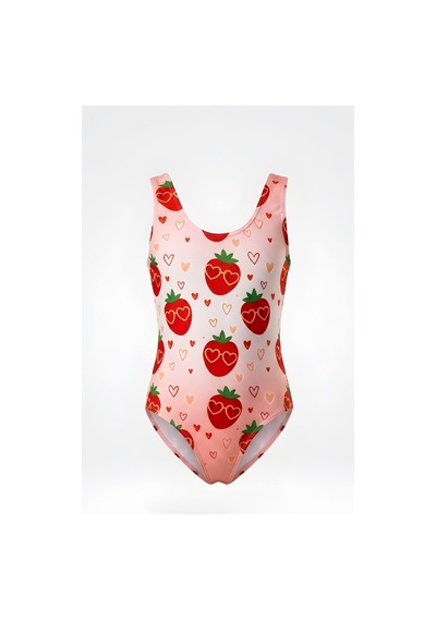 Modanino Kız Çocuk Mayokini - Görsel Desenli-2-6 Yaş 12616n Nar Çiçeği