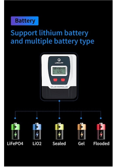 Solar Şarj Kontrol Cihazı 30A 12/24V Pwm Lifepo4 Uyumlu