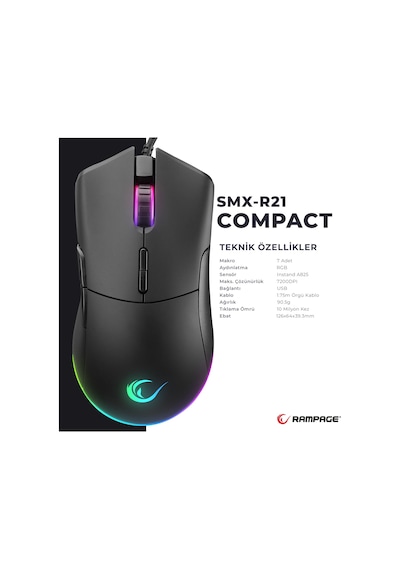 Rampage SMX-R21 Compact Kablolu Oyuncu Mouse