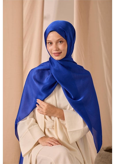 Silk Home Janjan Şal Tek Taraflı Saks Mavi Kendinden Çizgi Dokulu Parlak Yüzeyli 75x190 Çok Renkli