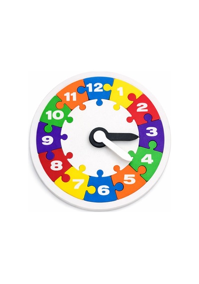 Çocuklar İçin İnteraktif Saat Öğrenme Seti - Renkli Sayılar Puzzle Saat - Dayanıklı Pla
