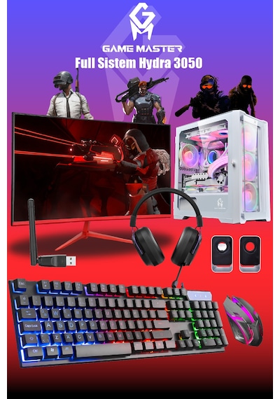 Game Master Hydra 3050 R5-5500 16 GB 512 GB M.2 SSD RTX3050 27" Free Dos Masaüstü Oyuncu Bilgisayarı