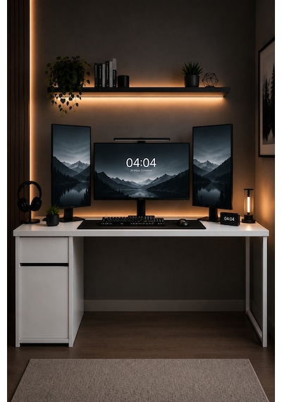 Beyaz Çekmeceli Kapaklı 160 Cm Çalışma Masası, Bilgisayar Masası, Ofis Masası, Metal Ayaklı, Raflı, Kesonlu