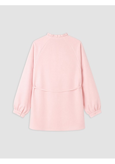 Lcw Modest Pembe Hakim Yaka Beli Kuşaklı Çizgili Kadın Gömlek Tunik