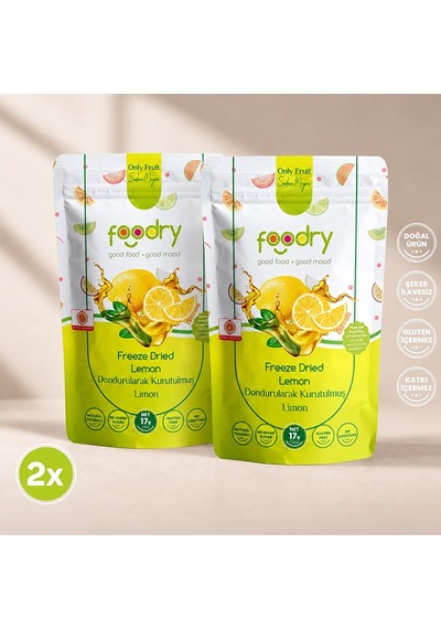 Foodry Dondurularak Kurutulmuş Limon Freeze Dry Lemon Katkısız Çıtır Meyve Atıştırmalığı 2 x 17 G