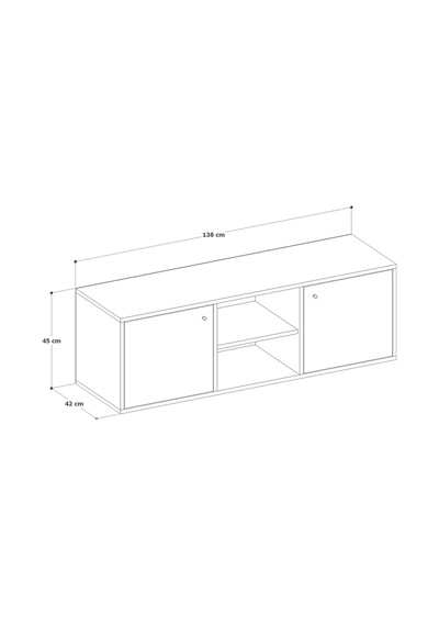 Detamob Beyaz Tv Ünitesi, 2 Kapaklı Raflı Tv Sehpası - 138cm Mdf Beyaz