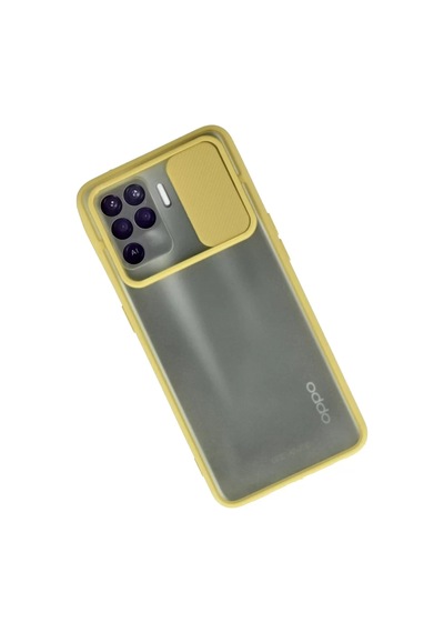 Oppo Reno 5 Lite Kılıf Palm Buzlu Kamera Sürgülü Silikon - Sarı Çok Renkli