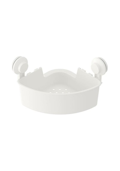 Beyaz Duş Sepeti Üçgen Model Ikea Banyo Raf Vantuzlu Sepet Beyaz