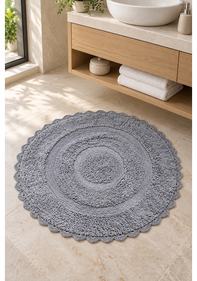 Alanur Bodrum Tufting Cotton Pamuklu El Işi Örgülü 90 X 90 Cm Paspas 110 gri