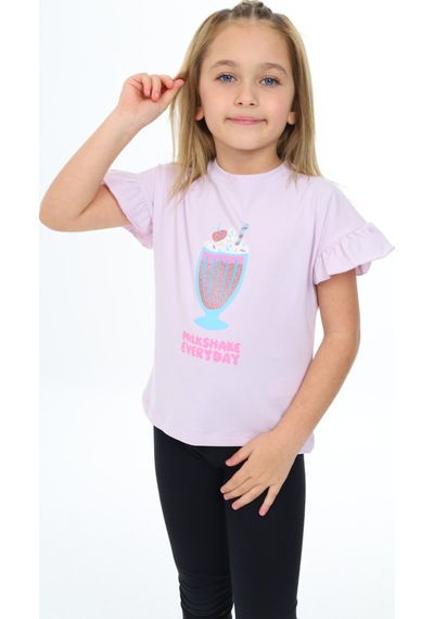 Toontoy Kids Toontoy Kız Çocuk Mılkshaek Everyday Baskılı Tişört Açık Lila