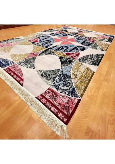 Geometrik Desenli 200 X 300 İpek Halı Çok Renkli
