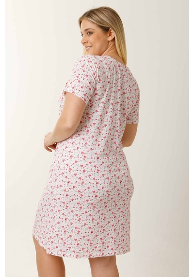 Parlingerie Hamile Emzirme Geceliği Kısa Kollu Kalpli Beyaz