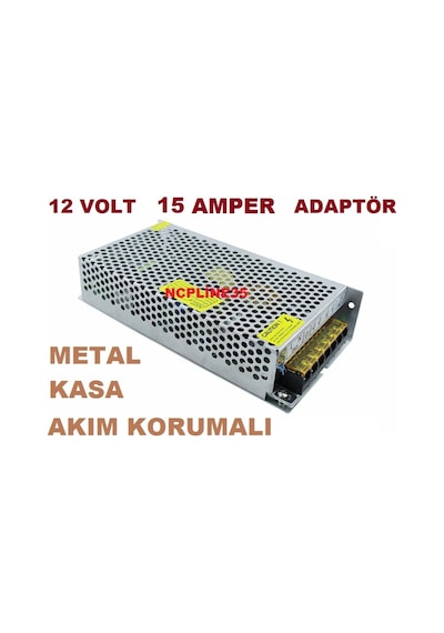 12 Volt 15 Amper Metal Kasa Akım Korumalı Adaptör Şarj Trafo