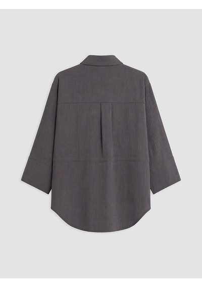 Lcw Everyday Antrasit Büzgülü Oversize Müslin Kadın Gömlek
