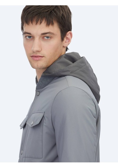 Kip Gri Regular Fit Micro Jel Elyaflı Spor Ceket Gri