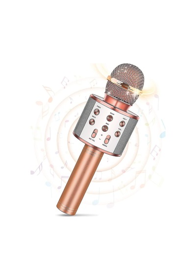 Thentech Kendinden Hoparlörlü Portatif Karaoke Mikrofonu Bluetooth Usb Kablo İle Çalışan Karaoke Mikrofon Turuncu