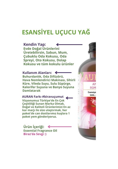 Auran Misk & Gül Esansiyel Uçucu Yağı 100 ML Auran Misk & Gül Esansiyel Uçucu Yağı 100 ML