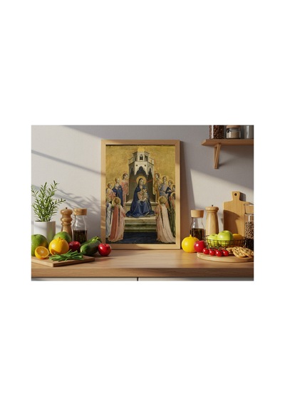 Rönesans Fra Angelico Tahtta Madonna Ve On İki Melek Çerçevesiz Poster 21x30 Cm A4 Tablo Rönesans