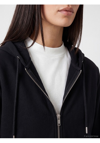 Lcw Everyday Siyah Kalın Oversize Kadın Fermuarlı Sweatshirt