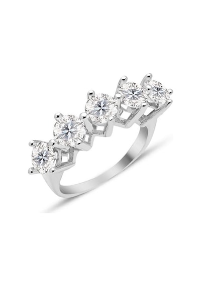 Beş Taş 5 Carat Beyaz Altın Kaplama Gümüş Bayan Yüzük Sevgiliye H