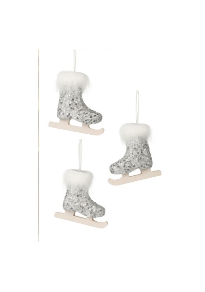 Beysüs Yılbaşı Çam Ağacı Süsü 3 Lü Gümüş Buz Pateni 12 Cm