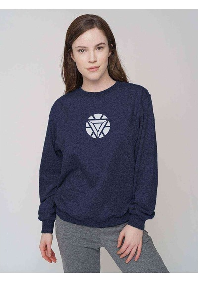 Arc Reactor 2 Baskılı Indigo Mavi Kadın Sweatshirt