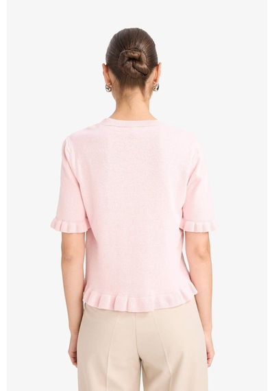 Defacto Regular Fit Bisiklet Yaka Kısa Kollu Kazak G0186ax25aupn525 Pembe