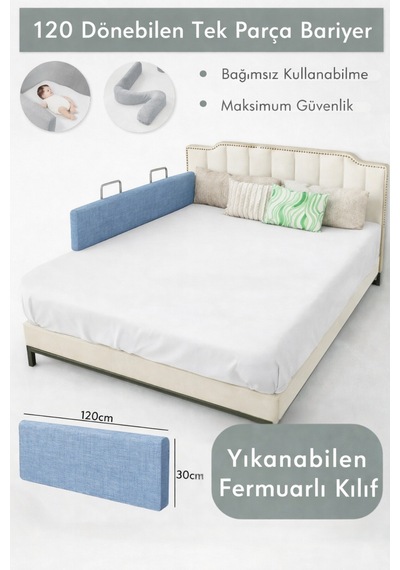 Miralay Yeni Nesil Yatak Bariyeri 120 CM Mavi