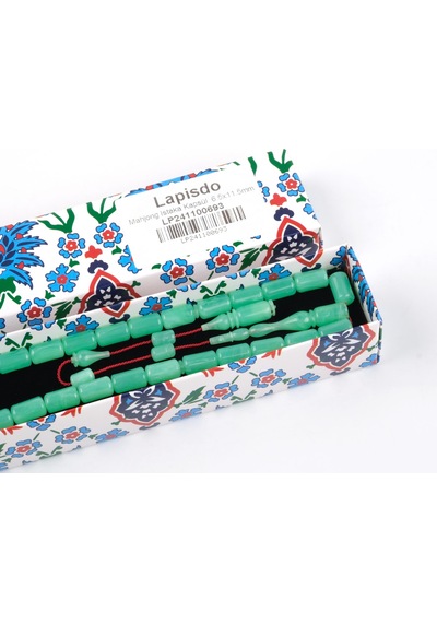 Kadim Katalin Eski Obje Amerikan Mahjong Istaka Kapsül Kesim 6.5x11.5mm Tesbih -turkuaz Yeşil