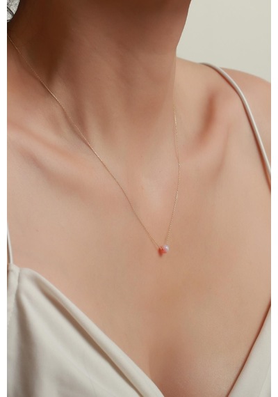 14 Ayar Altın Mini Opal Taşlı Kolye Sarı Altın