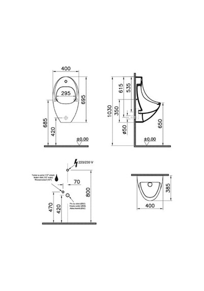 VitrA Ankastre Fotoselli Pisuvar, Elektrikli 4106b003-5598