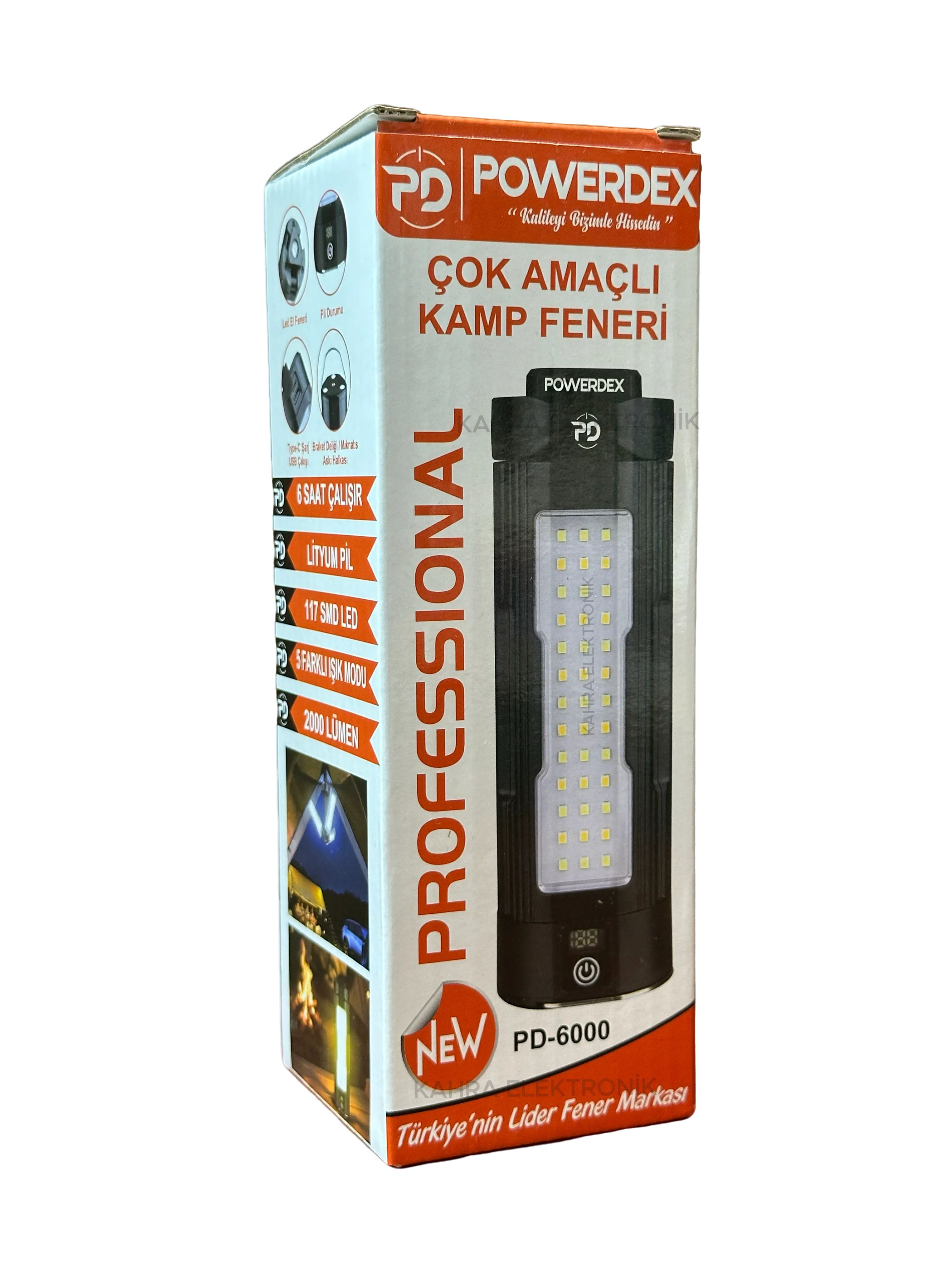 Powerdex Pd-6000 Çok Amaçlı Işıldak El &kamp Feneri Beyaz -gün Işığı 3 Kanatlı Led Ampul Çok Renkli