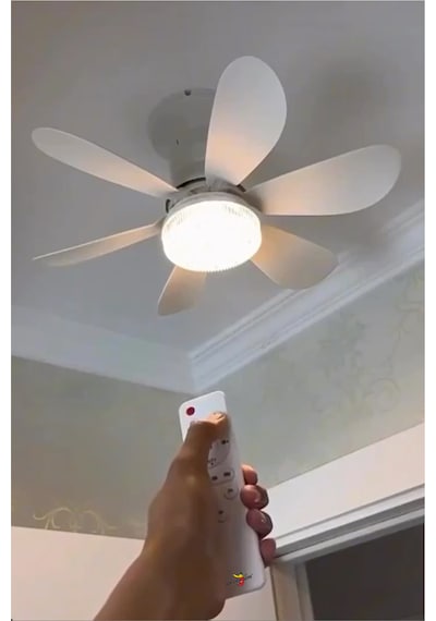 Büyük 30w Led Işıklı 52cm Direk Duya Kolay Montajlı Uzaktan Kumandalı Sinek Kovucu Tavan Pervanesi Vantilatörü Aspiratörü