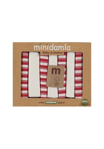 Minidamla Ringenli 7'li Ağız Mendili - Kırmızı