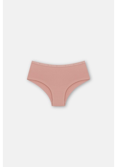Suwen 3lü Pamuklu Lastikli Normal Bel Hipster Külot St00456031343 Ten / Kahverengi / Pembe