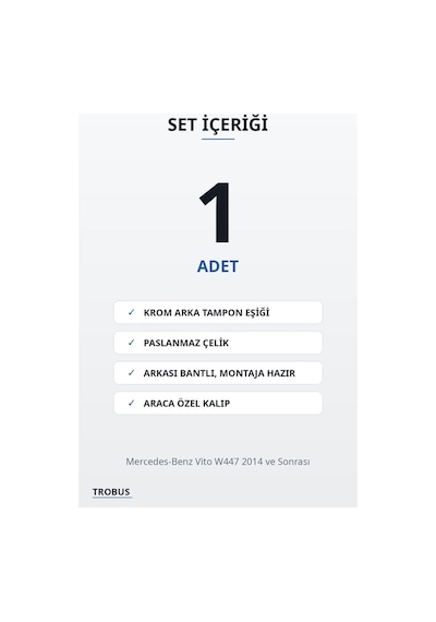 Mercedes-benz Vito W447 2014 Ve Sonrası Uyumlu Krom Arka Tampon Eşiği Paslanmaz Çelik Extra Seri