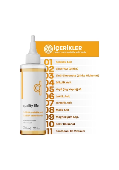 Quality Life Gözenek Sıkılaştırıcı ve Akne Karşıtı Tonik 200 ML