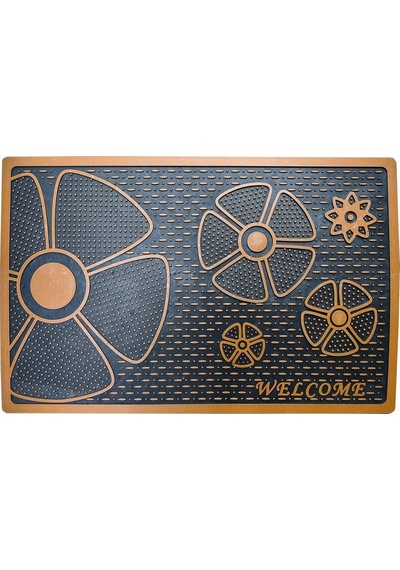 Welcome Yazılı Çiçek Desenli Kauçuk Kapı Önü Paspası (529155718)
