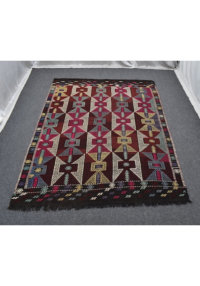 Zehra Abla Halı El Dokuma Görkemli Karakeçili Balıkesir Yörük Yün Cecim Kilim 7096 Çok Renkli