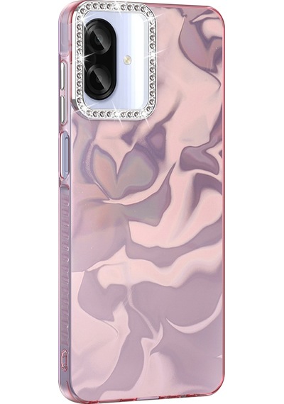 Samsung Uyumlu Galaxy A07 Kılıf Airbagli Parlak Taş Detay Tasarımlı Zore Esila Kapak Pembe