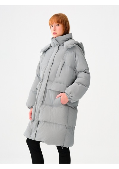 Loose Fit Kadın Mont Gri