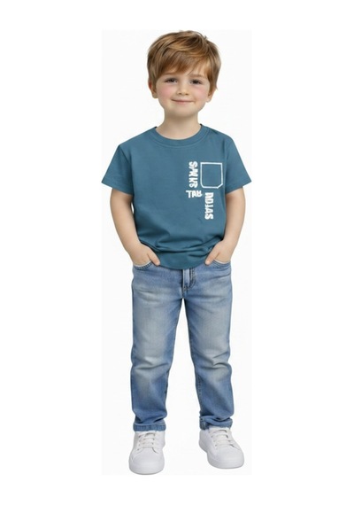 Yale Kids 3-8 Yaş Erkek Çocuk %95 Pamuklu Tişört Petrol Yeşili