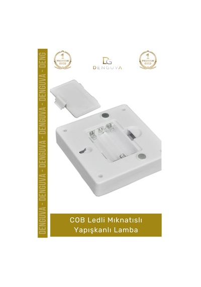 Lamba Cob Led Beyaz Işık Tasarruflu Taşınabilir Pilli Duvar Dolap Mıknatıslı Yapışkanlı Lamba - 1 A