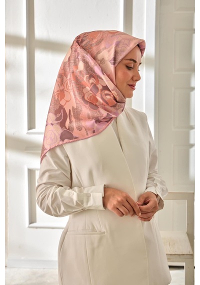 Silk Home Twill İpek Eşarp 11483-33 Pembe, Gül Kurusu, Lila, Koyu Vizon