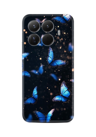 Xiaomi 15t Pro Kılıf Limited Resimli Uçuşan Mavi Kelebekler 226