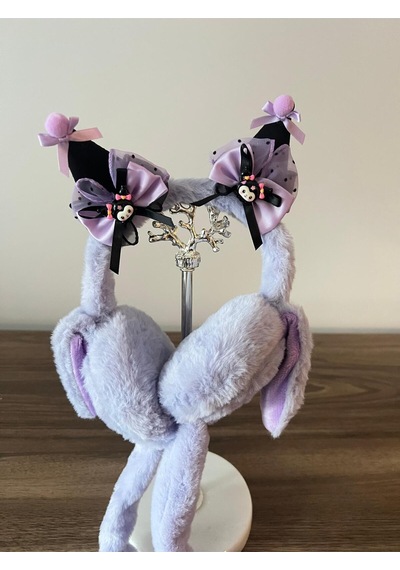Kuromi Kadın/kız Hareketli Ve Sesli Peluş Kulaklık Lila