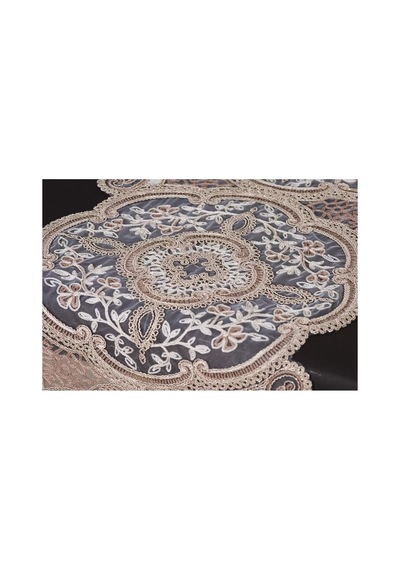 Alya Model No124 Gold 5 Parça Salon Takımı Dantelli Masa Örtüsü Runner Seti Bzckh1317 Çok Renkli